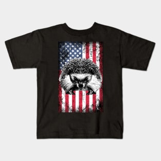 Patriotic Porcupine American Flag Kids T-Shirt